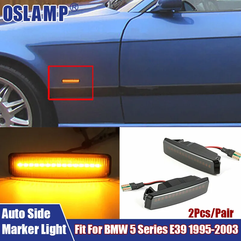 

2Pcs/Pair LED Side Marker Signal Lamps Car Accessories Fit for BMW 5 Series E39 1995-2003 Front Left & Right Side Markers Lights