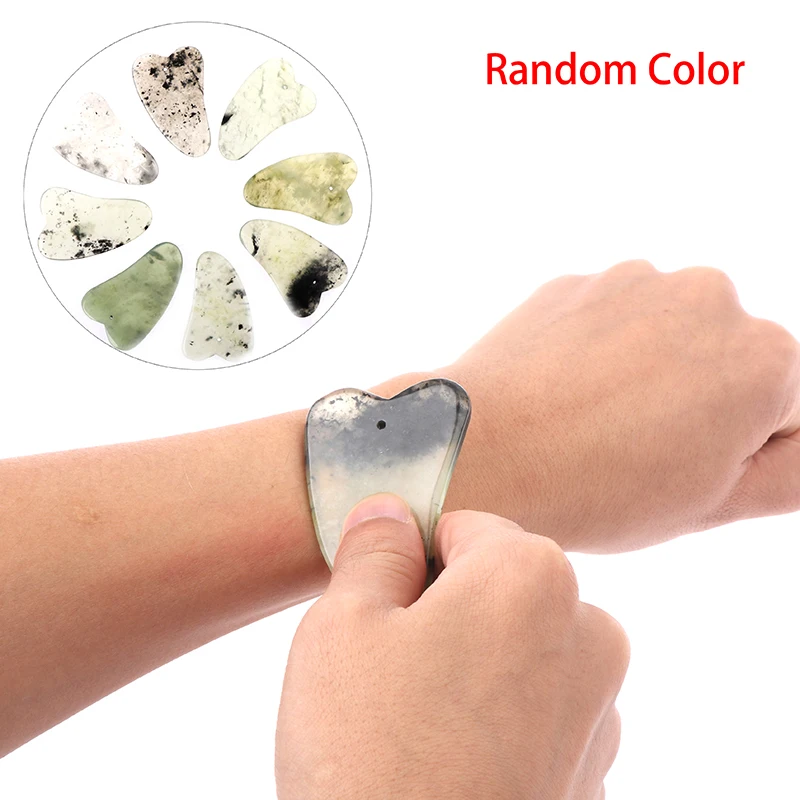 Натуральный нефритовый скребок Гуаша для массажа лица пластина спа-доска