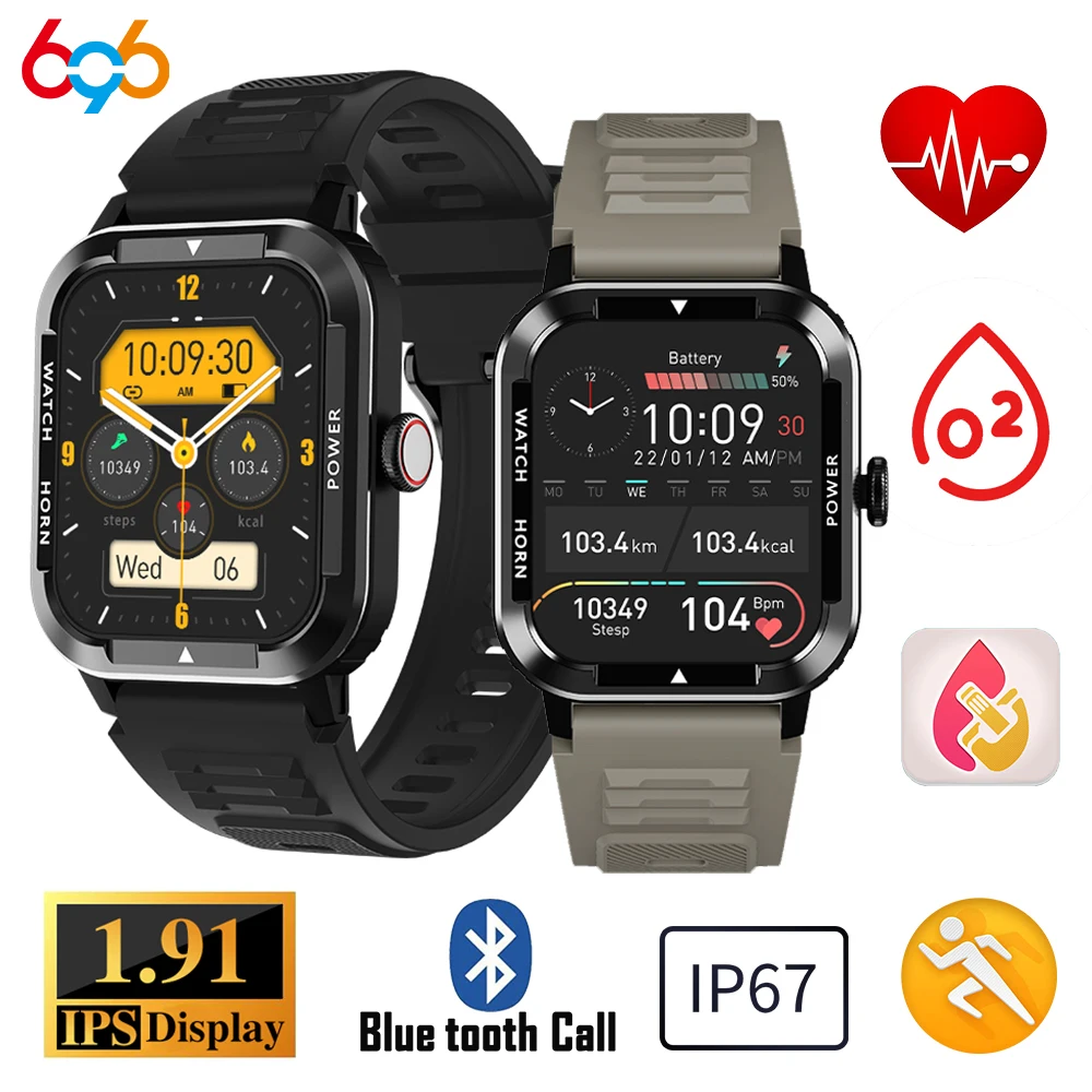 

1.91" Blue Tooth Call Men Smart Watch Outdoor Sport Fitness Watches Heart Rate Voice Assistant Music Waterproof 2023 Smartwatch