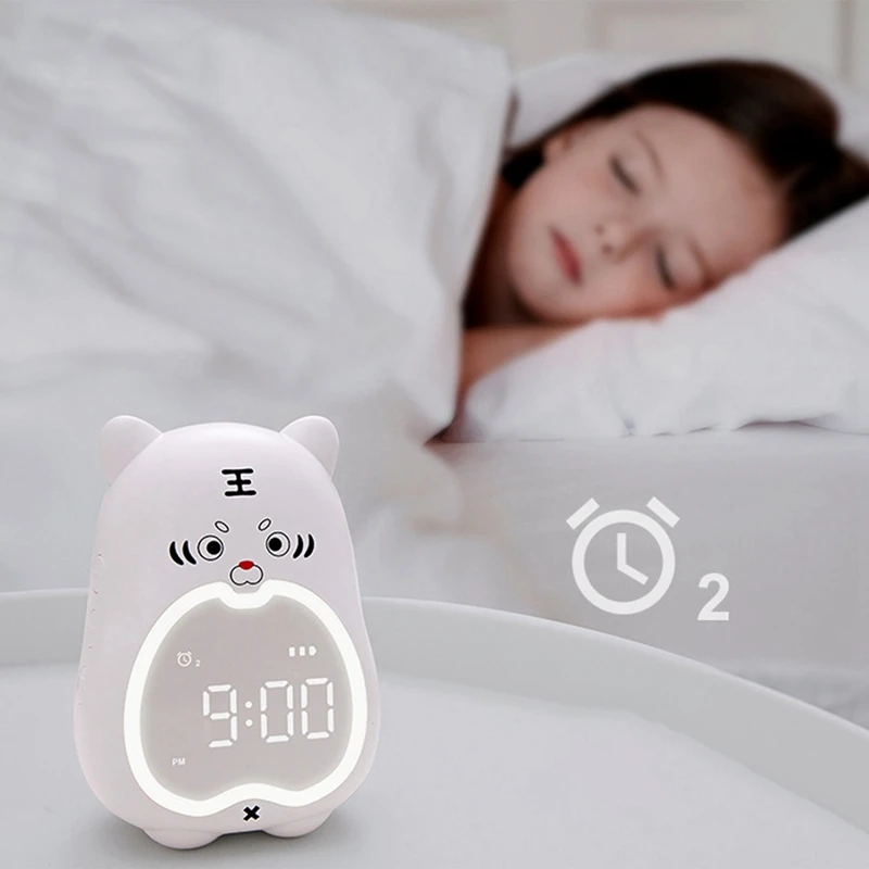 Kids Alarm Clock Cute Tiger Digital Alarm Clock For Kids Bedside Clock Children Sleep Trainier Wake Up Night Light images - 6