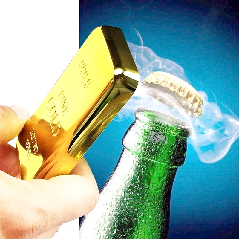 

Gold Bar Bottle Opener ABS Metal Magnet Bullion Beer Openers Handheld Gold Bar Bottle Opener Kitchen Utensils Bar Accessories