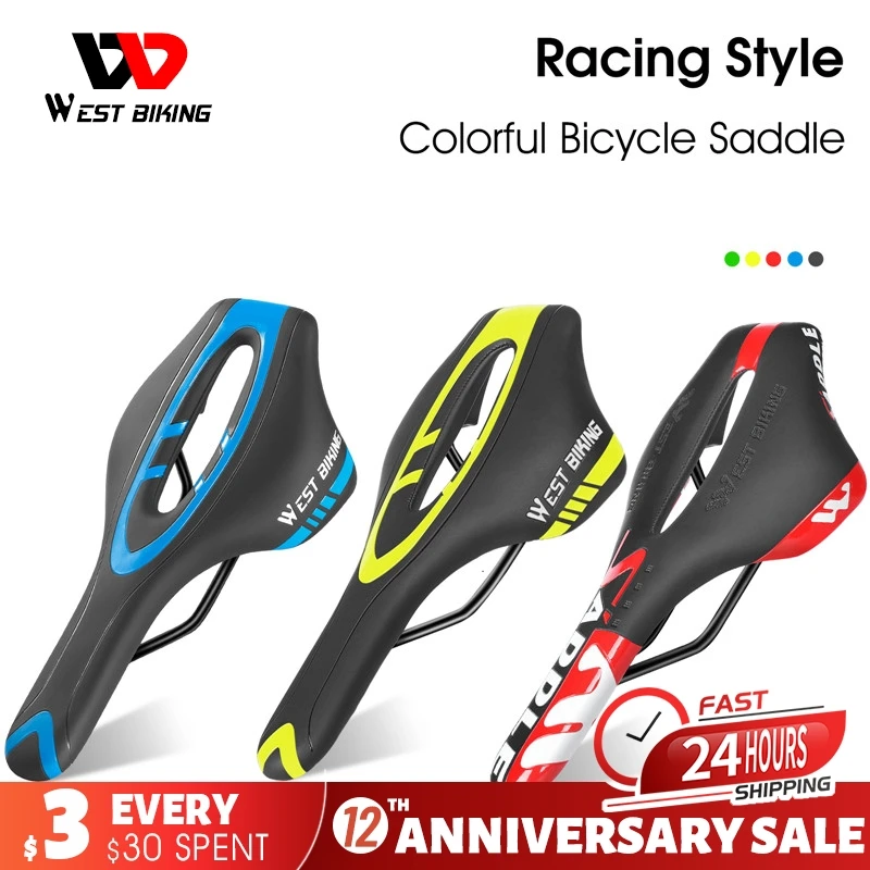 

WEST BIKING Bicycle Saddle Ultralight Training Racing Bike Front Seat Hollow Breathable MTB Road Bike Saddle Cycling Accessories