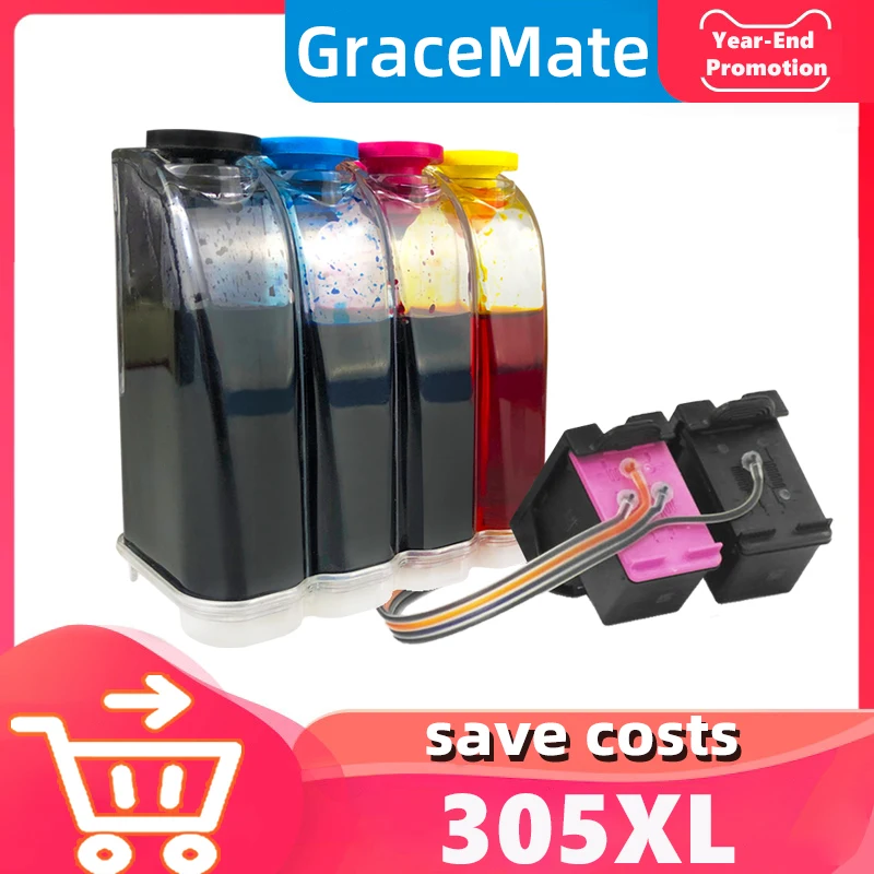 

GraceMate 305XL Replacement for Hp305 HP 305 XL Ink Cartridge Ciss Envy 6020 6022 6030 6032 6420 6422 6430 6432 Inkjet Printer