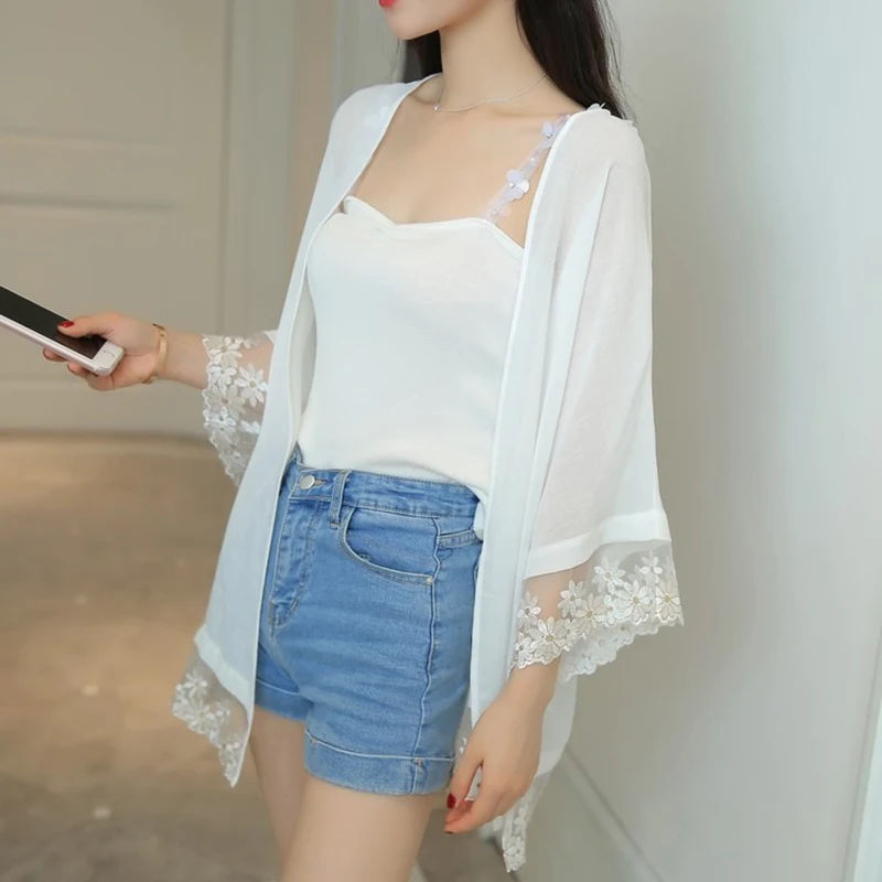 Женский шифоновый кардиган с защитой от УФ-лучей из хлопка и льна | Одежда Азии