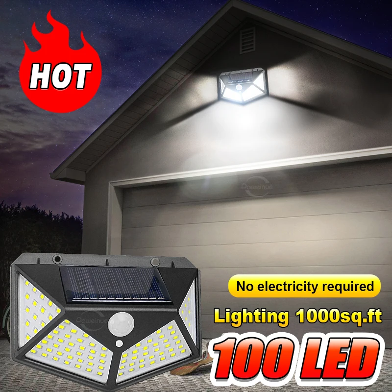 

Super Bright 100 LED Solar Light Outdoor Solar Street Lamp Waterproof 3 Modes Motion Sensor Human Induction Solar Garden Lights