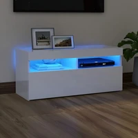 tv stand with led lights chipboard tv cabinets tv table tv units for living room high gloss white 90x35x40 cm
