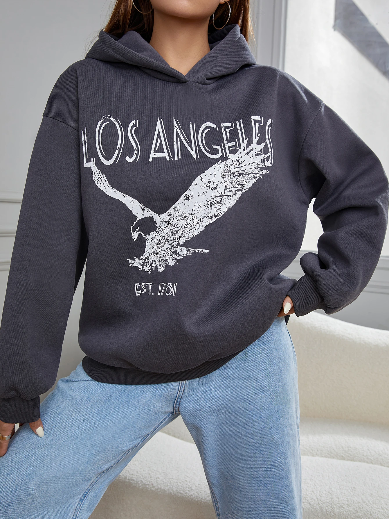 Женская повседневная толстовка с капюшоном на весну/осень повседневный стиль