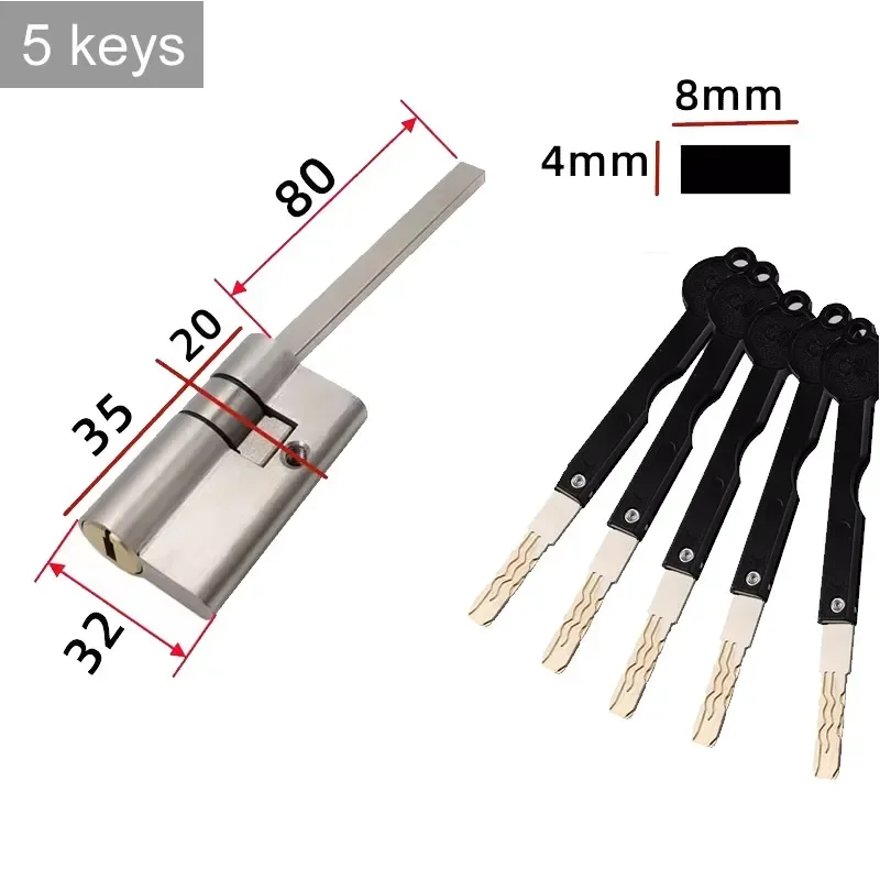 Фото Автоматический цилиндр замка по отпечатку пальца из нержавеющей стали с хвостовым сердечником C-класса Противоугонный сердечник аварийного замка двери №2