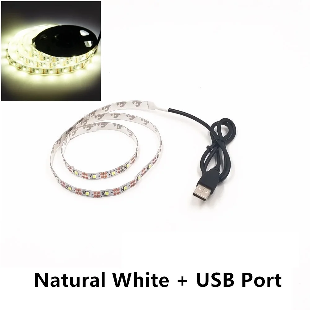 

5M USB светодиодная лента 5 В 3528 1 метр 5 метров Желтый Холодный Белый Розовый Зеленый Синий Красный SMD Лента Потолочный светильник для шкафа водонепроницаемый