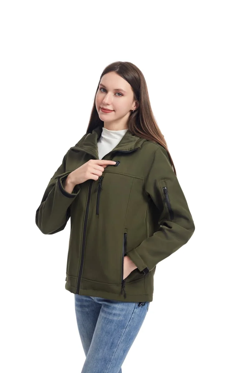 Куртка из софтшелла с подогревом для женщин мягкая толстовка зеленая