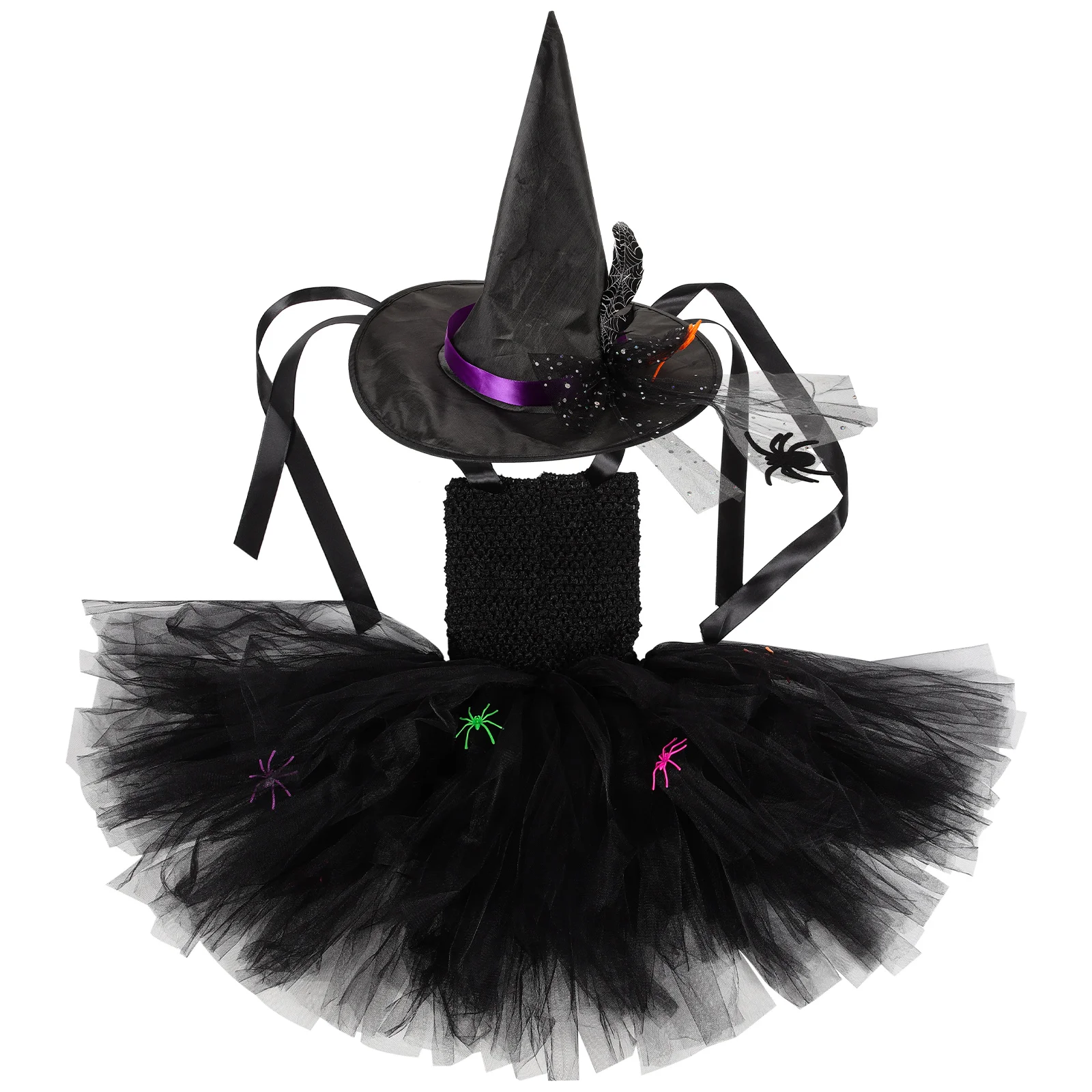 

Girl Sleeveless Dress Party Halloween Costume Little Decorative Spider Witch Hat
