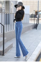 new spring and autumn office lady cotton stretch plus size brand female women girls high waist flare jeans