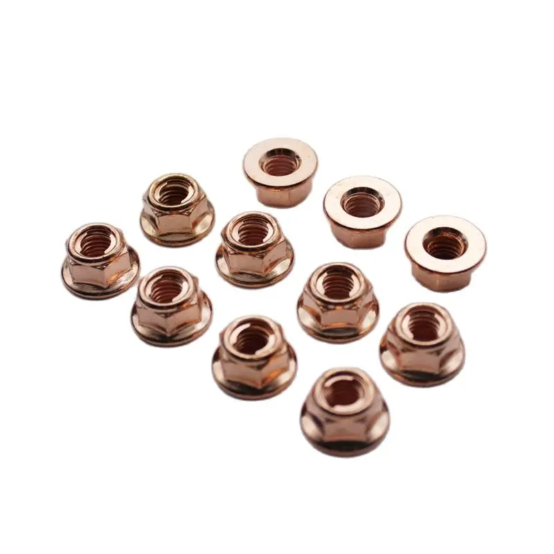 

100pcs M8 Flanged Nut Copper Plated