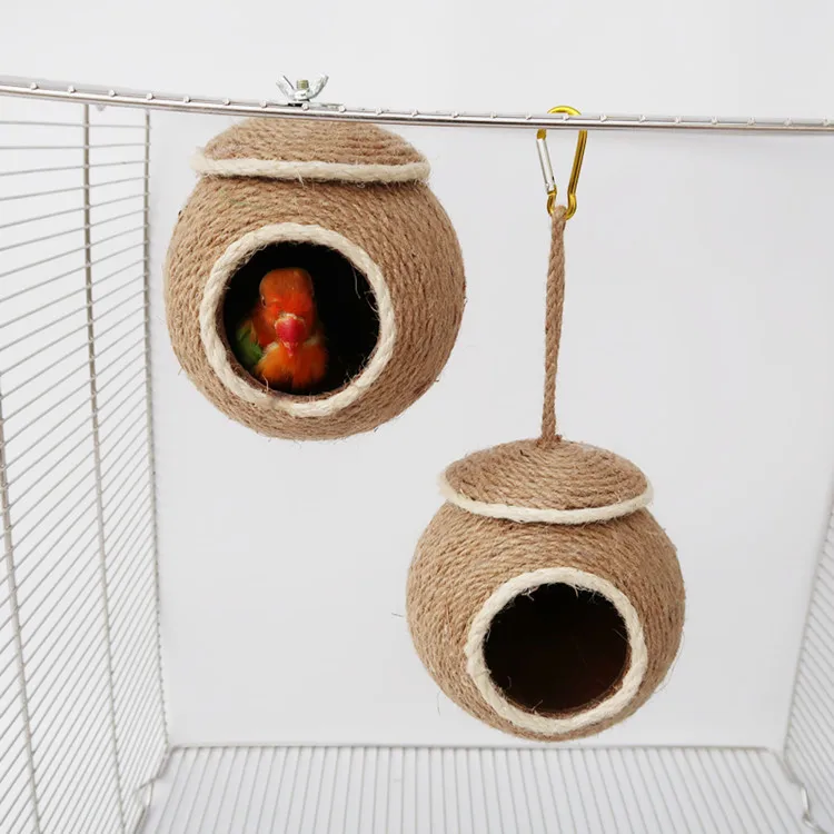 

Charming Decorative Hummingbird House Hand-woven Hung Straw Nest Natural Grass Hung Bird Cages For Garden Patio Lawn Indoor