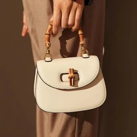 2022 fashion bamboo handle women handbags designer shoulder bags luxury pu leather crossbody bag vintage saddle small flap purse