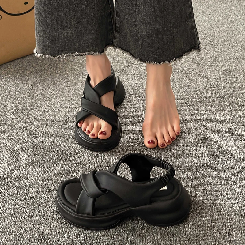 Summer New Platform Women's Sandals Fashion Open Toe Thick Sole Slope Heels Women's Elegant Sandals
