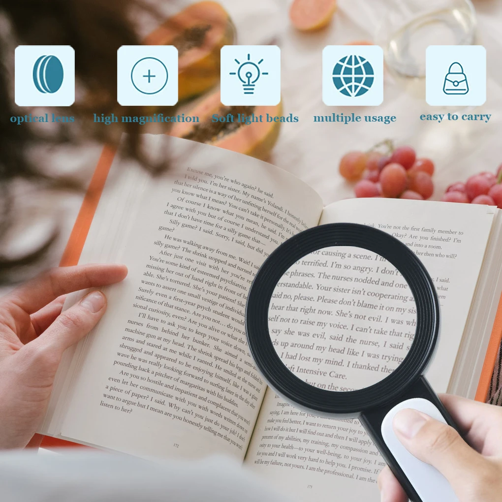 

30X Magnifying Glass Seniors Jewelers Students Reading Needlework Sewing Pocket Coins Magnifier LED Lights Supplies