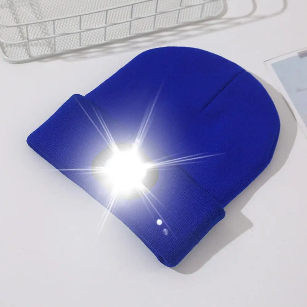 Трикотажная шапка со светодиодной подсветкой осенне-зимняя теплая эластичная