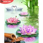 HUACAN краска по номеру Лебедь животные рисование на холсте стены искусства ручная краска ed DIY окраска по номеру Лотос украшение дома