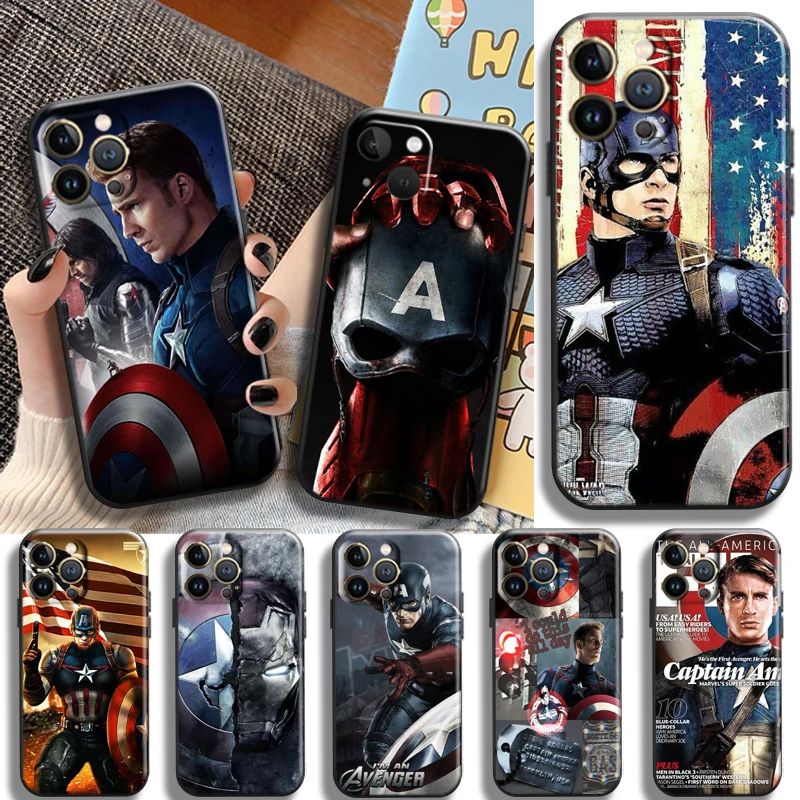 

Avengers Captain America For Apple iPhone 13 12 11 Pro Max 13 12 Mini X XR XS Max SE 5 6 6S 7 8 Plus Liquid silicon Phone Case