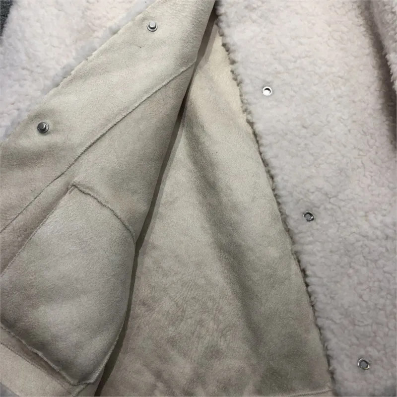 Wool Fur Coat Women Sheep Shearing Round Neck Lamb Wool Composite Fur One Young Style V-neck Fur Jacket Parka New Winter Warm