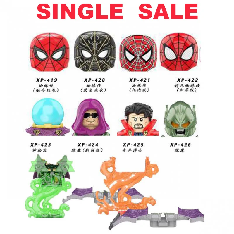 

Мини-фигурки супергероев, блоки, Человек-паук, доктор, странный Зеленый Гоблин, сборочные блоки, игрушки для сборки KT1055