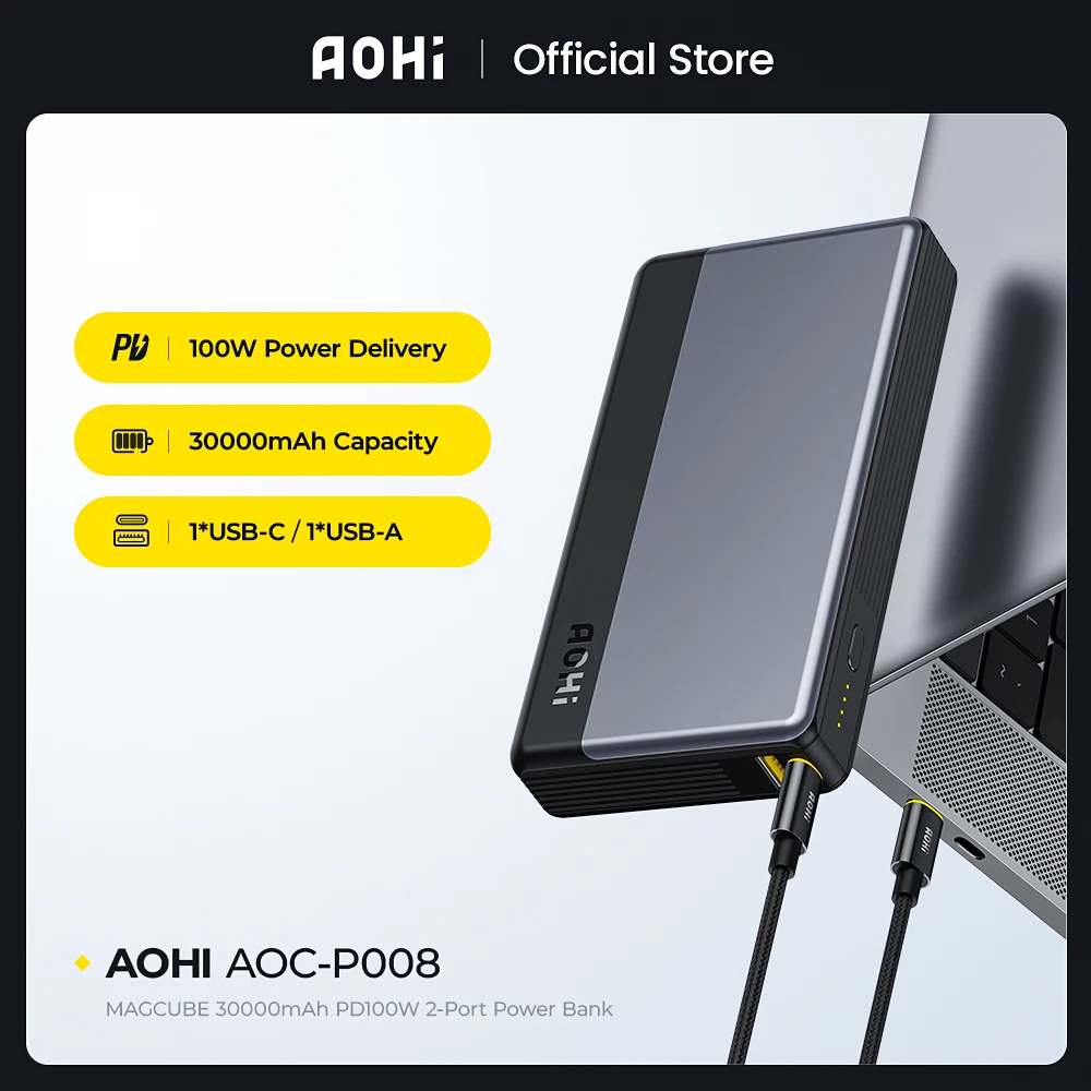 

Внешний аккумулятор AOHI, 100 Вт, 30000 мАч, быстрая зарядка