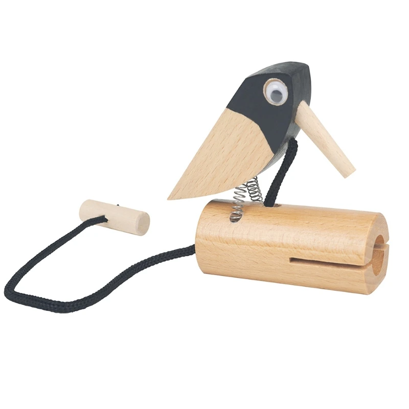 

Kids Musical Castanets Instrument, Wooden Bird Shape Drawstring Finger Castanets for Kids, Baby Instruments Rhythm Toys