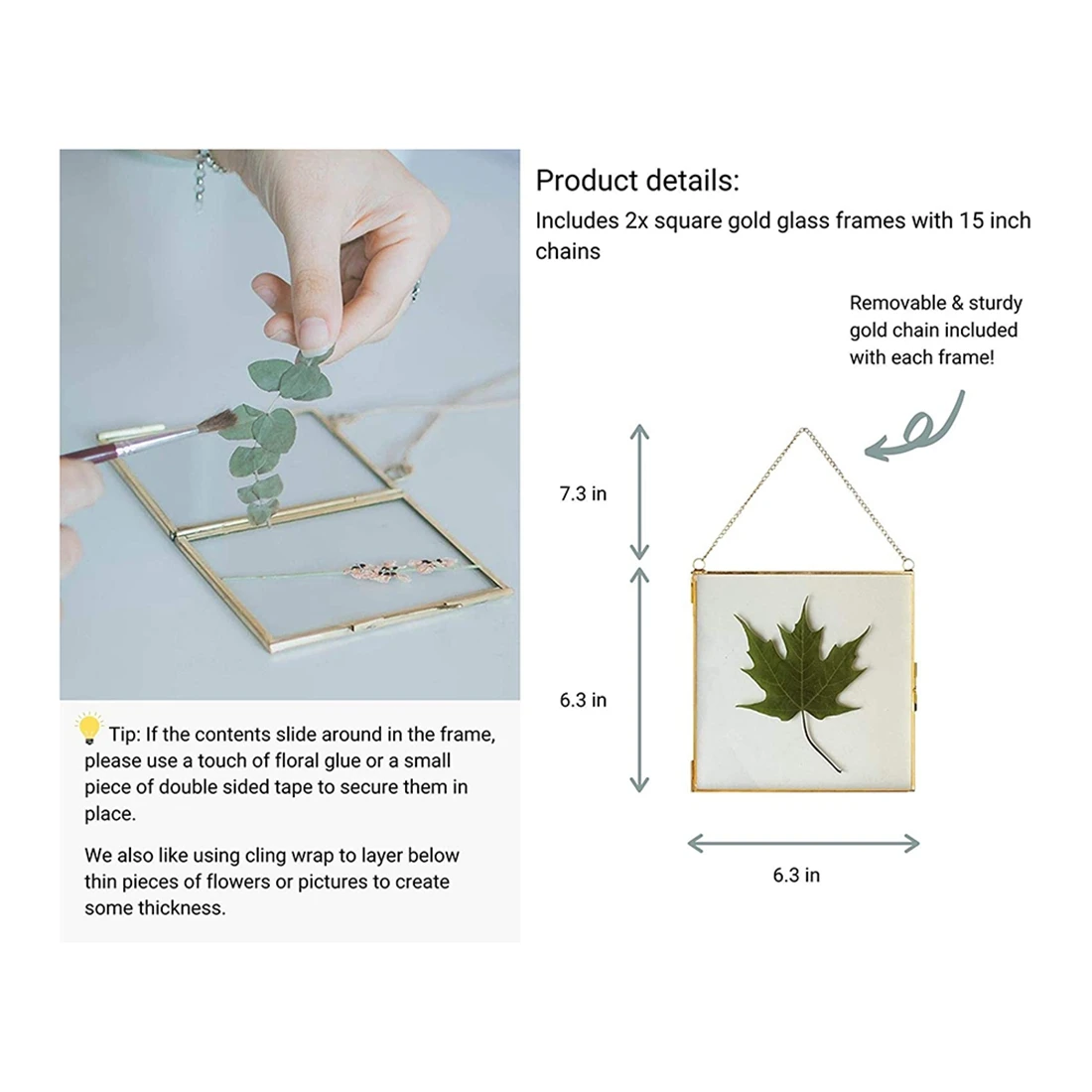 2 шт. стеклянная рамка для прессованных цветов листьев и произведений