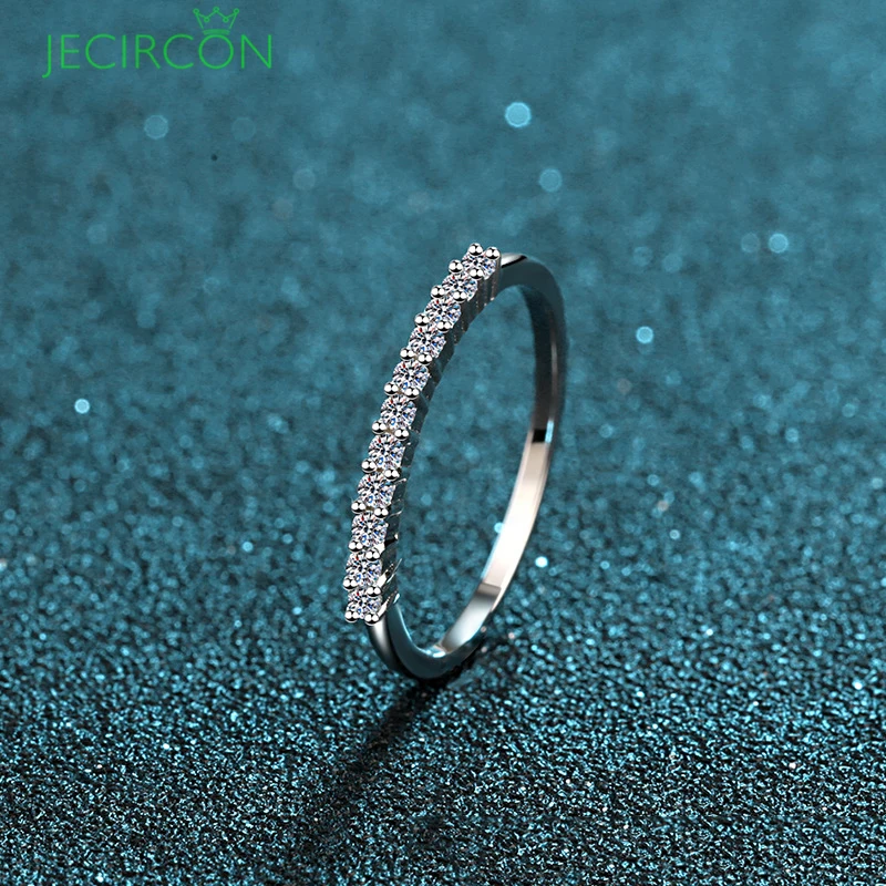 Блестящее кольцо JECIRCON 0,22 карата с имитацией бриллианта в ряд для женщин, бриллиантовое серебряное обручальное кольцо с муассанитом, роскошное Женское Обручальное Кольцо