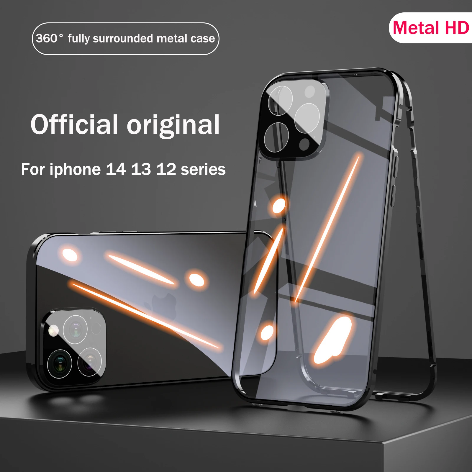 

Роскошный Алюминиевый металлический двухсторонний прозрачный чехол из HD-стекла для iPhone 14 13 12 11 Pro Max 360 ° полная защита противоударный чехол