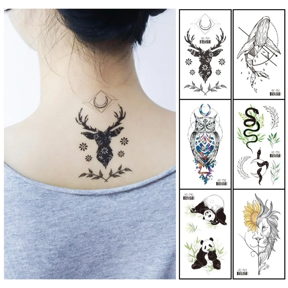 

Small Size Sketch Drawings Animal Temporary Fake Tattoo Sticker Waterproof Body Art Club Vacation Make Up Accessories Tatto