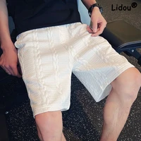 casual trendy man pure cotton printing shorts mens wear summer new solid korean fashion all match micro bomb straight pants