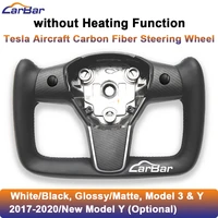 for tesla model 3 y 2017 2022 yoke aircraft steering wheel racing carbon fiber trims panel white black glossy matte optional