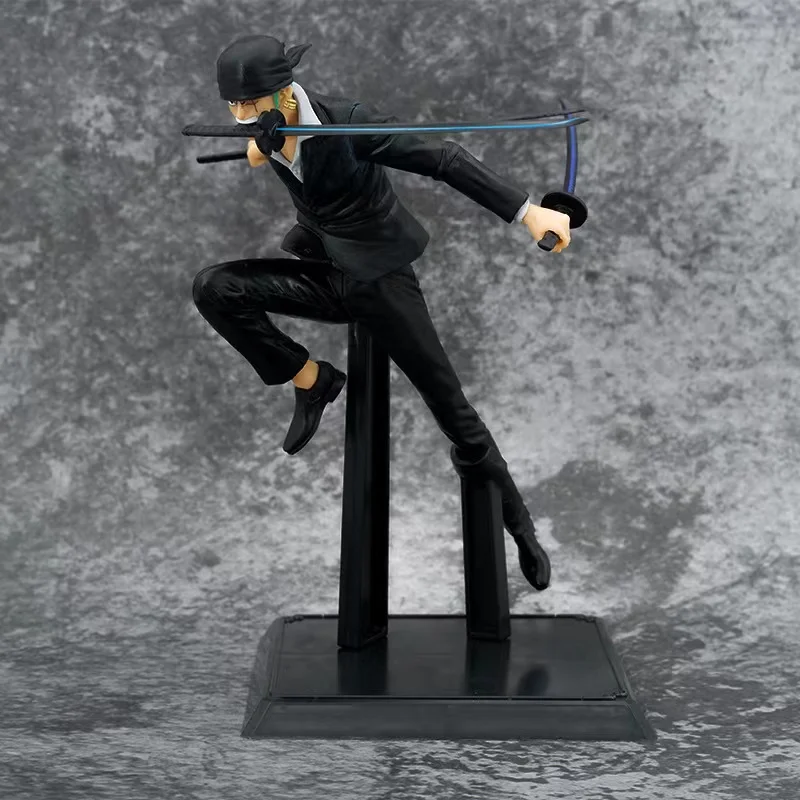 

Sauron 20CM Anime ONE PIECE Roronoa Zoro Black cloth Three knife flow PVC Action Figure Model Doll Ornaments Collections Toy Gif