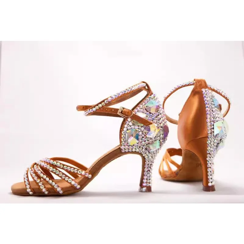Обувь для латинских танцев с кристаллами взрослых женский сексуальный комплект
