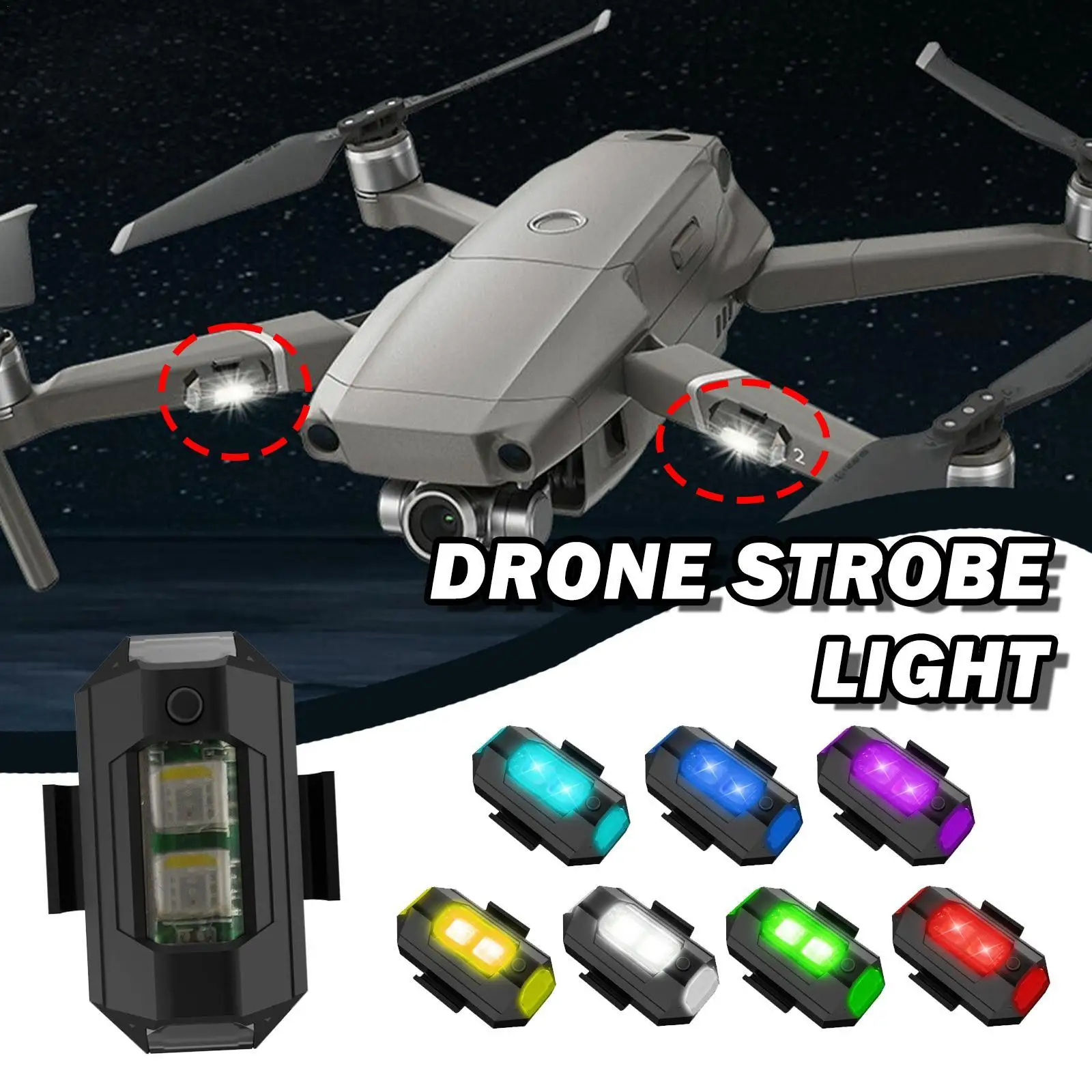 

7 Colors Drone Strobe Light Anti-collision Warning Light Mini Signal Rechargeable Light Drone With Strobe For Mavic AIR 2 Mini 3