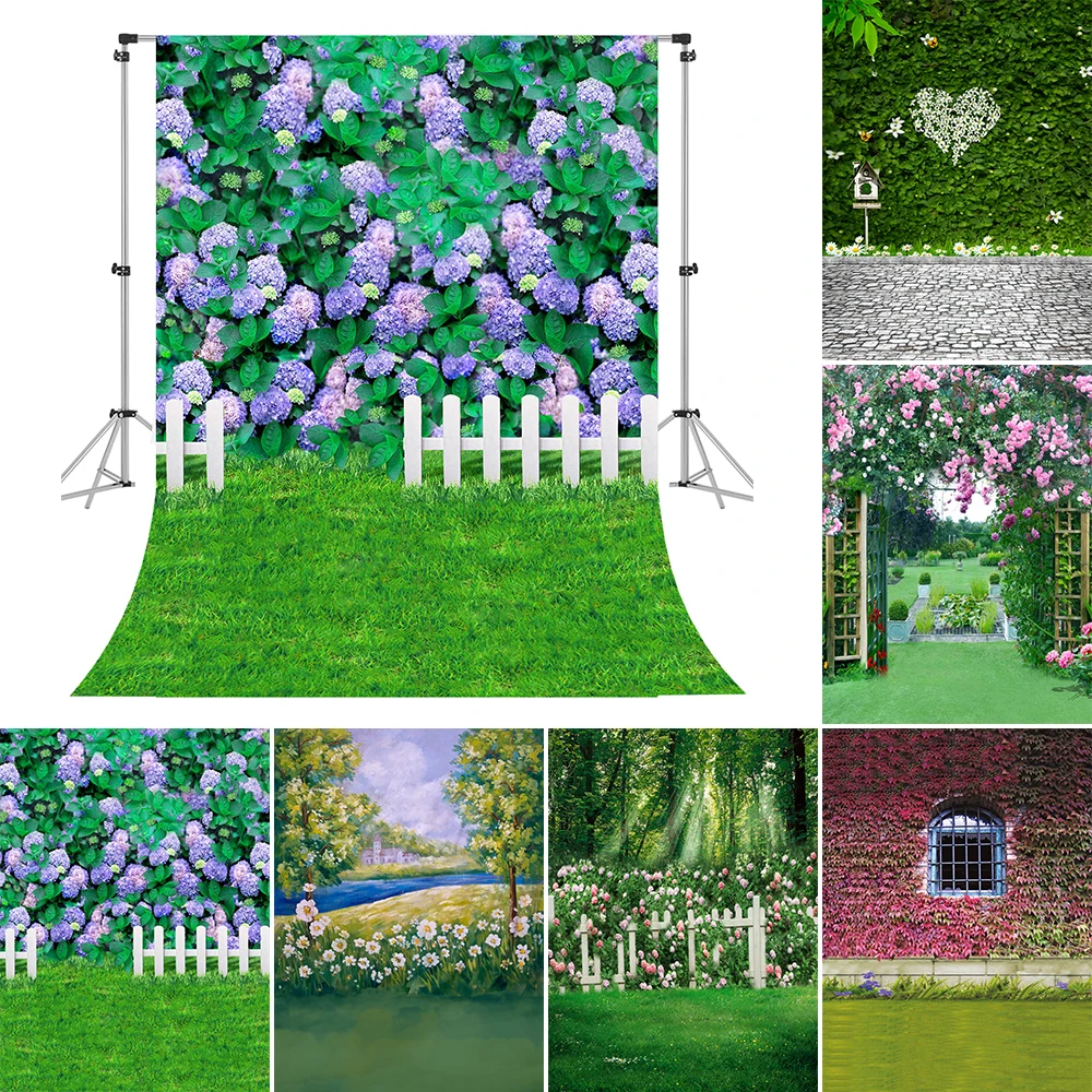 

Green Grass Leaves Flower Yard Photography Background Wedding Ceremony Newborn Baby Portrait Photocall Backdrop for Photo Studio