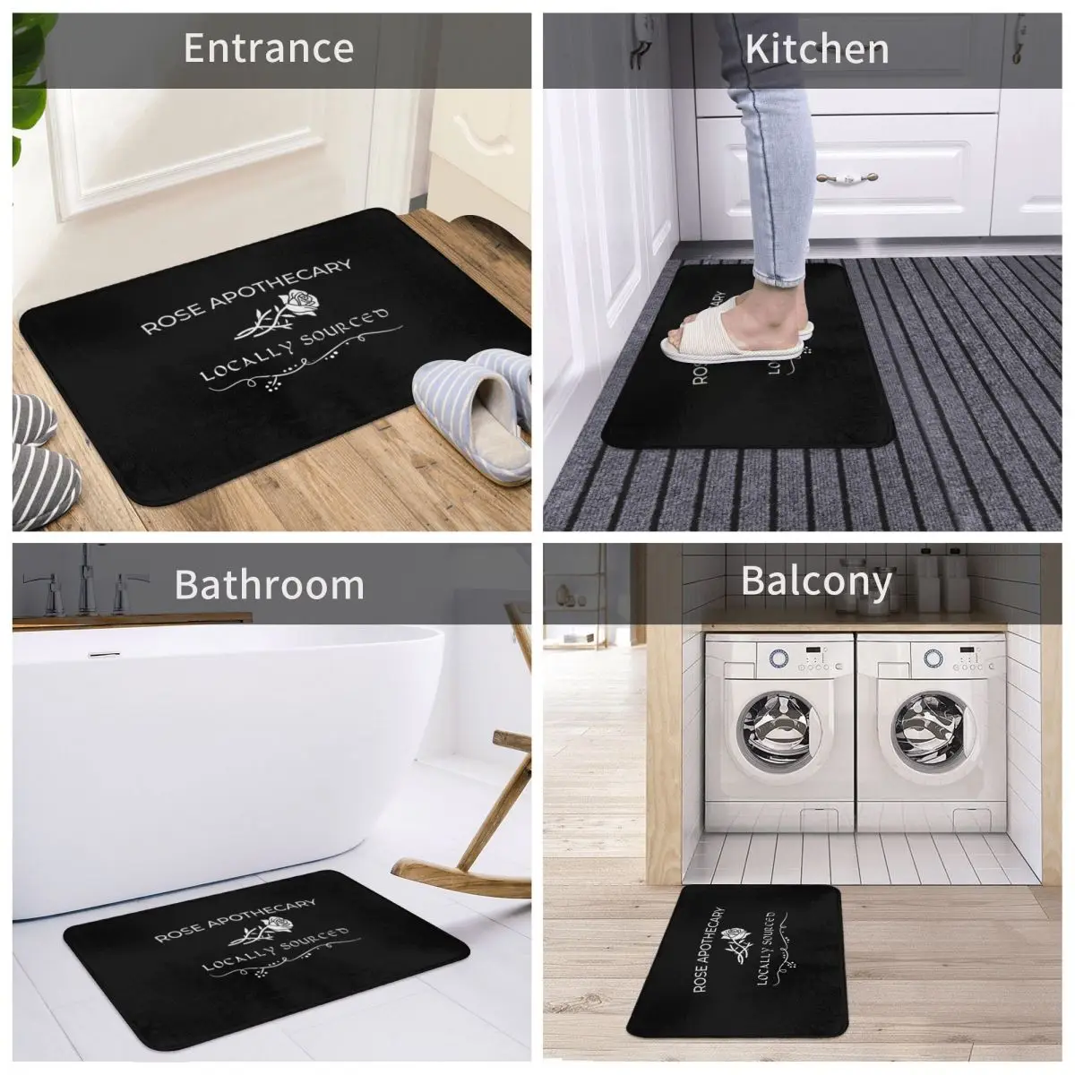 

Rose Apothecary Locally Sourced Bath Mat Decor 3D Rug Carpet Doormat Non-slip Entrance Living Room Home Kitchen Bathroom Cocina
