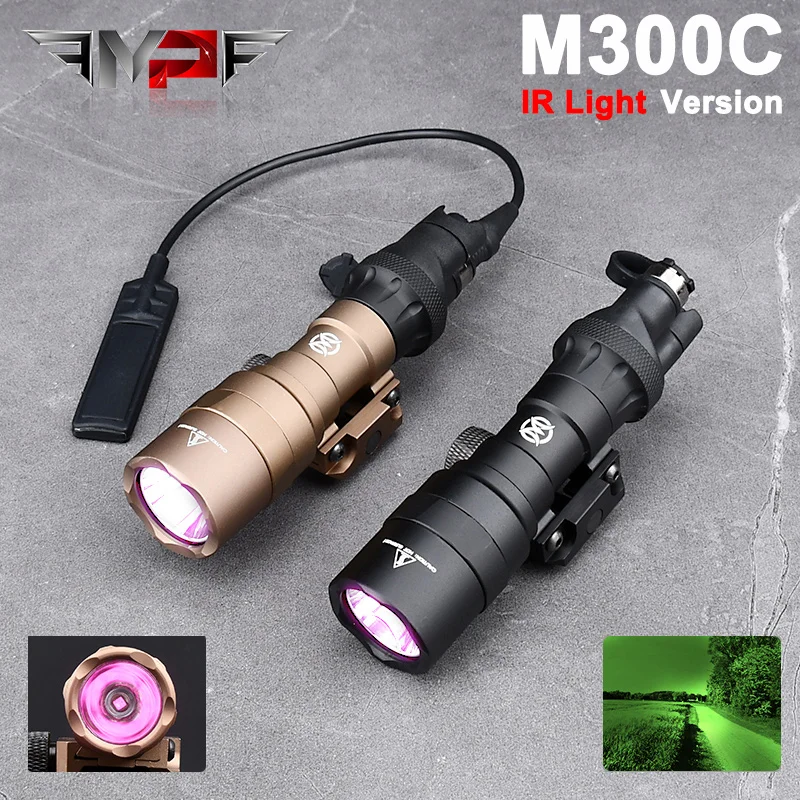 Tactical Airsoft SF M300 M300C IR Light Flashlight No White Light Version With Dual Function Tail Cover Fit 20MM Rail Hunting