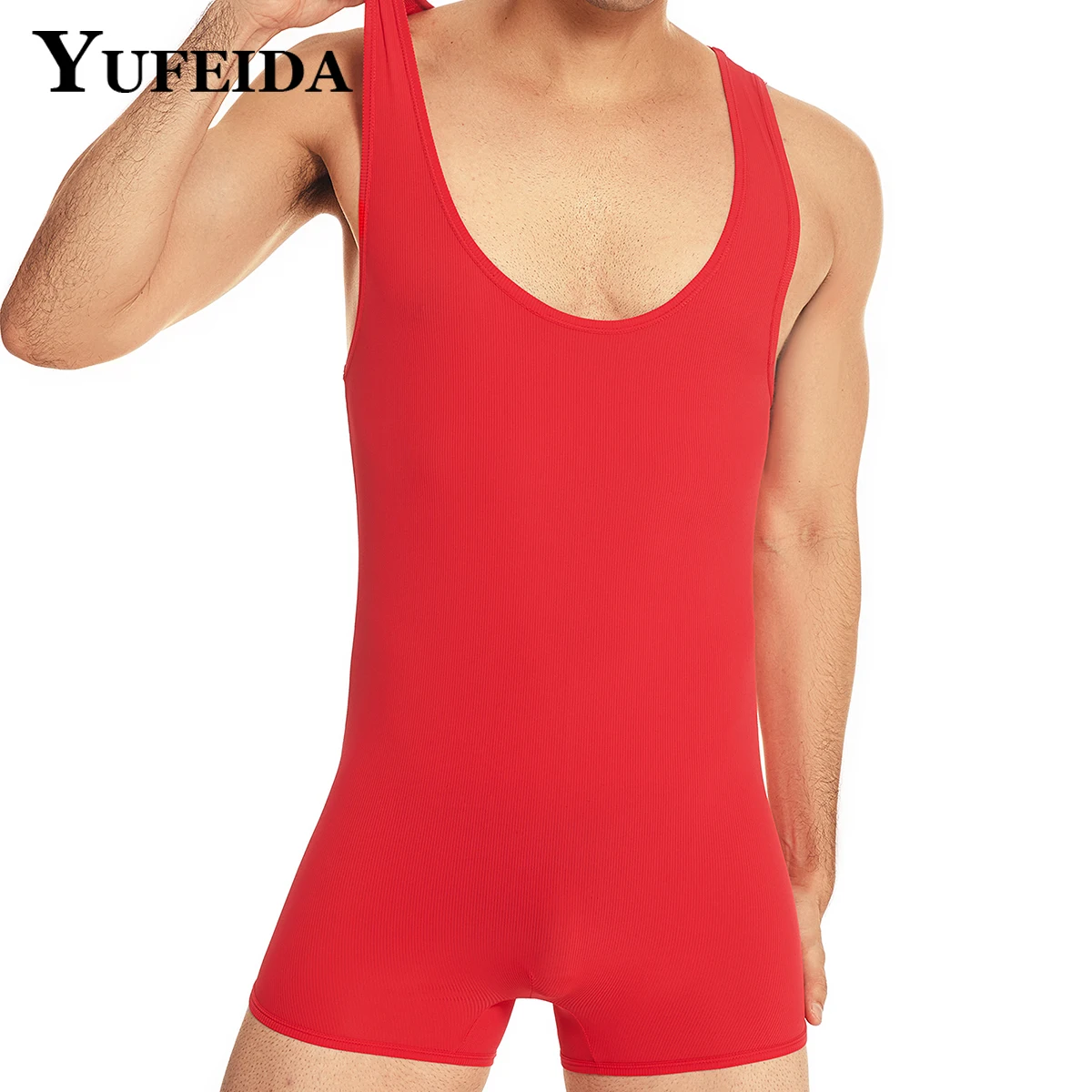 

YUFEIDA Mens Sleeveless Workout Sport Bodysuit Athletic Wrestling Boxers Jumpsuit Leotard Nightwear Male Body Shapers Clubwear