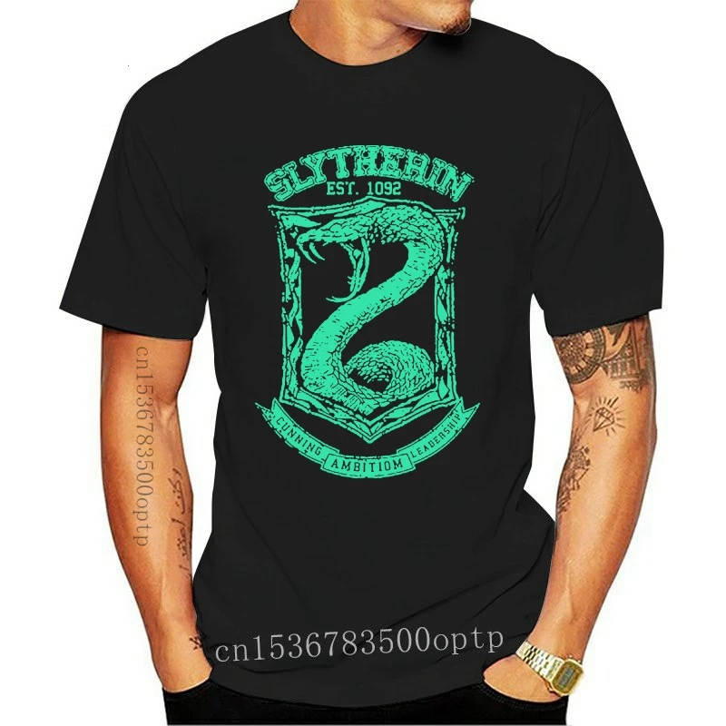 

Camiseta de algodón con estampado para hombre y mujer, camisa de manga corta con cuello redondo, estilo Slytherin de película, 2