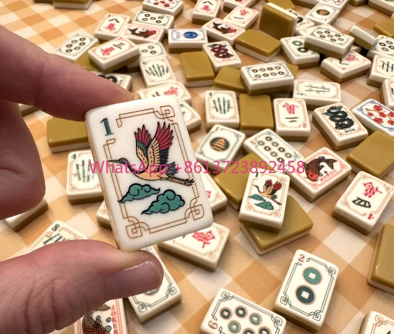 Фото Набор элитных американских плиток для маджонга Stock Gold с гравировкой, цвета Баттерскотч, 2-слойные, цвета Морнинг Куркума, большие, из смолы, цвета Слива, Панда №1