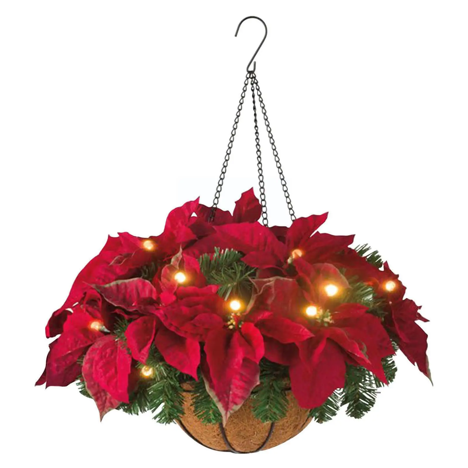 

DIY Christmas Hanging Basket Wreath Handmade Durable Indoor Xmas Vivid Garlands Outdoor Decoration Decoration Novelty O0P1