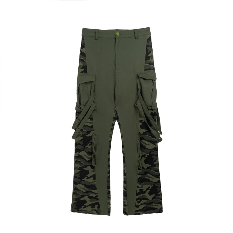 

Sashes Pockets Patchwork Camouflage Men's and Women's Overalls Retro Streetwear Loose Cargo Pants Oversized Casual Trousers