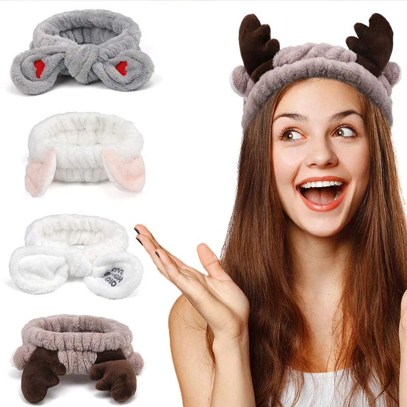

Soft Coral Fleece Headband Animal Ears Hairband Wash Face Hair Holder Bow Turban for Women Hair Band Fashion Hair Accessories