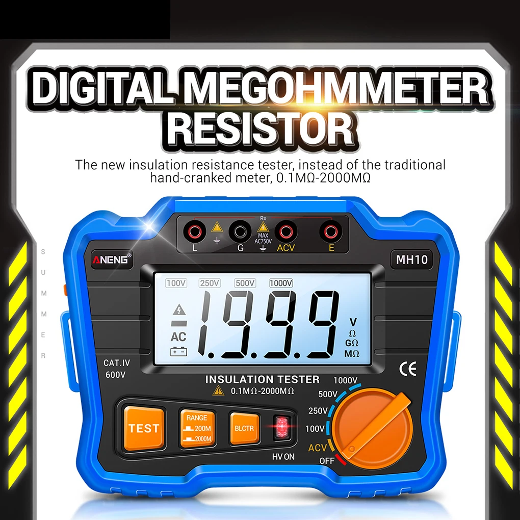 

ANENG High Quality MH10 LED Digital Megohmmeter Megger Meter Insulation Earth Ground Resistance 100-1000V Ohm Voltage Tester