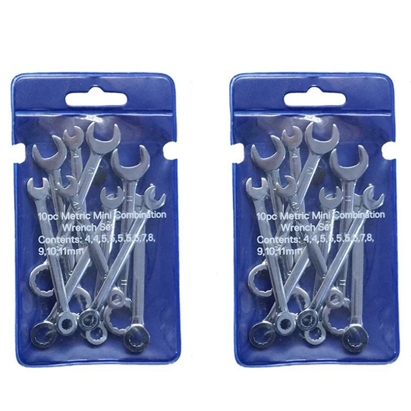 

20Pcs Mini Engineer Wrench Dual Heads Offset Ring Spanner Tools Spanner Combination Key 4-11Mm Wrenches Hand Set