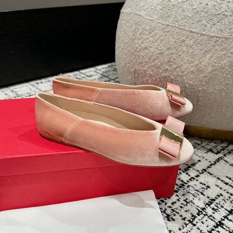 Новое поступление 2024 балетки ручной работы из натуральной кожи с круглым носком