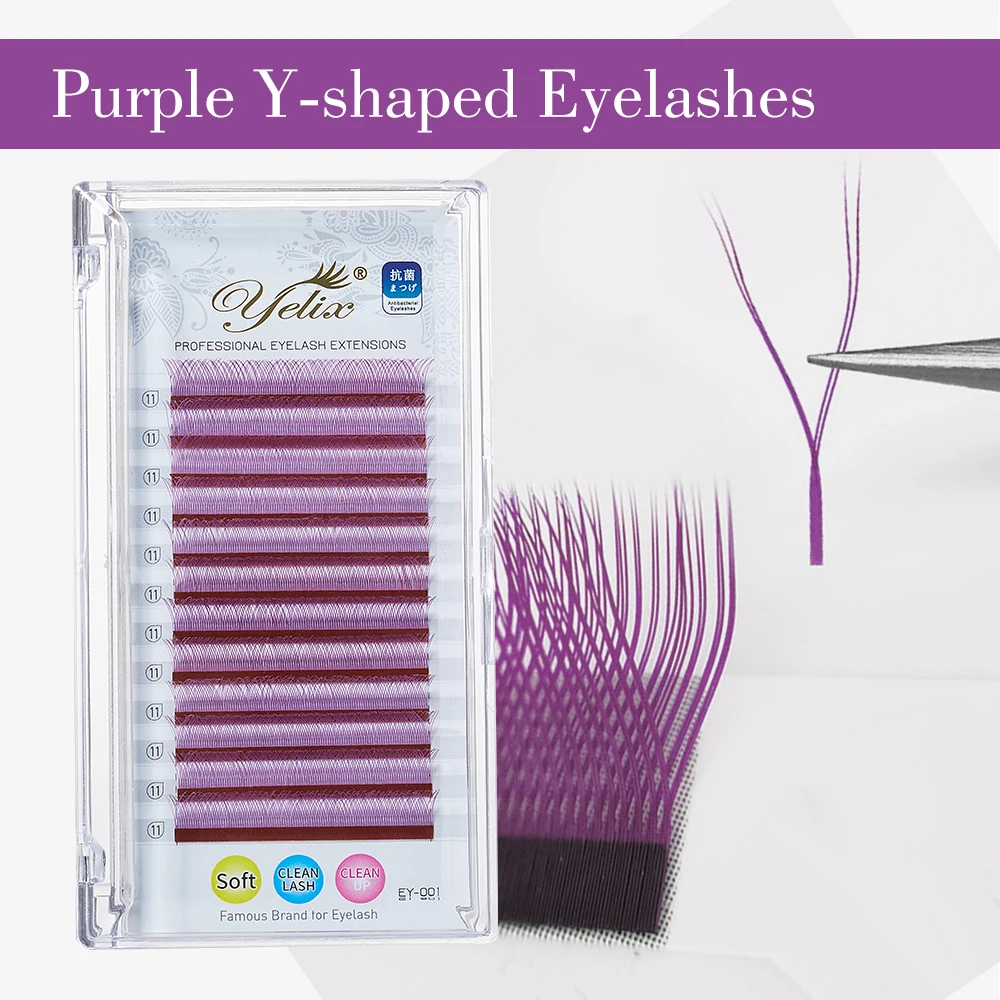 

HEALLOR Purple Colored Eyelashes Mix Yy Lashes Lash Extensions Individual Premium Mink Soft Volume Eyelashes 2D Premade Fans